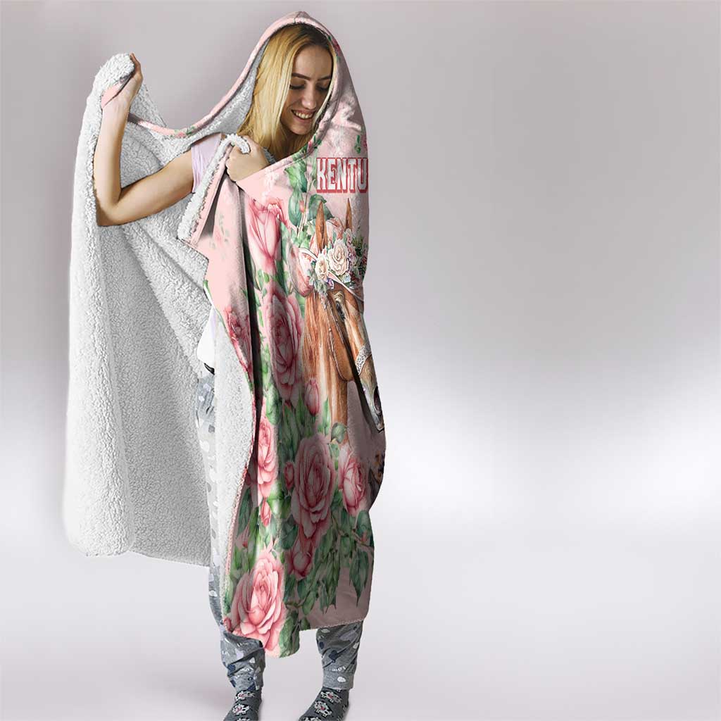 Kentucky Horse Racing Hooded Blanket Rose Diamond Pattern Pink
