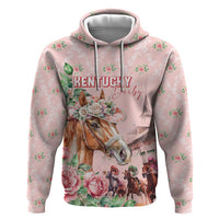Personalized Kentucky Horse Racing Hoodie Rose Diamond Pattern Pink