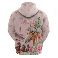 Personalized Kentucky Horse Racing Hoodie Rose Diamond Pattern Pink
