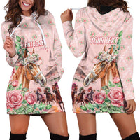 Personalized Kentucky Horse Racing Hoodie Dress Rose Diamond Pattern Pink