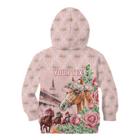 Personalized Kentucky Horse Racing Kid Hoodie Rose Diamond Pattern Pink