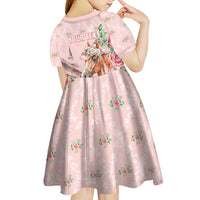 Personalized Kentucky Horse Racing Kid Short Sleeve Dress Rose Diamond Pattern Pink