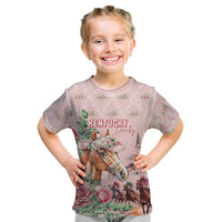 Personalized Kentucky Horse Racing Kid T Shirt Rose Diamond Pattern Pink