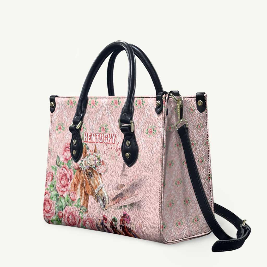 Kentucky Horse Racing Leather Bag Rose Diamond Pattern Pink