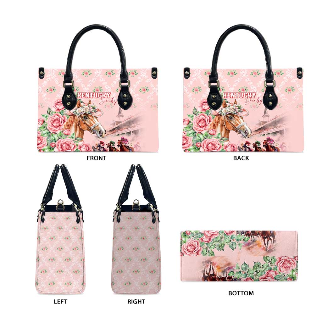 Kentucky Horse Racing Leather Bag Rose Diamond Pattern Pink