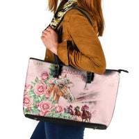 Kentucky Horse Racing Leather Tote Bag Rose Diamond Pattern Pink