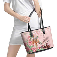 Kentucky Horse Racing Leather Tote Bag Rose Diamond Pattern Pink