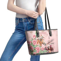 Kentucky Horse Racing Leather Tote Bag Rose Diamond Pattern Pink