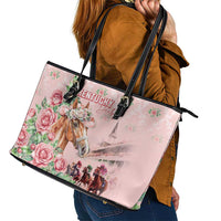 Kentucky Horse Racing Leather Tote Bag Rose Diamond Pattern Pink