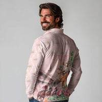 Personalized Kentucky Horse Racing Long Sleeve Polo Shirt Rose Diamond Pattern Pink