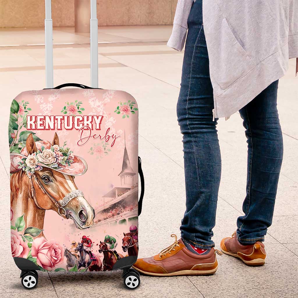 Kentucky Horse Racing Luggage Cover Rose Diamond Pattern Pink