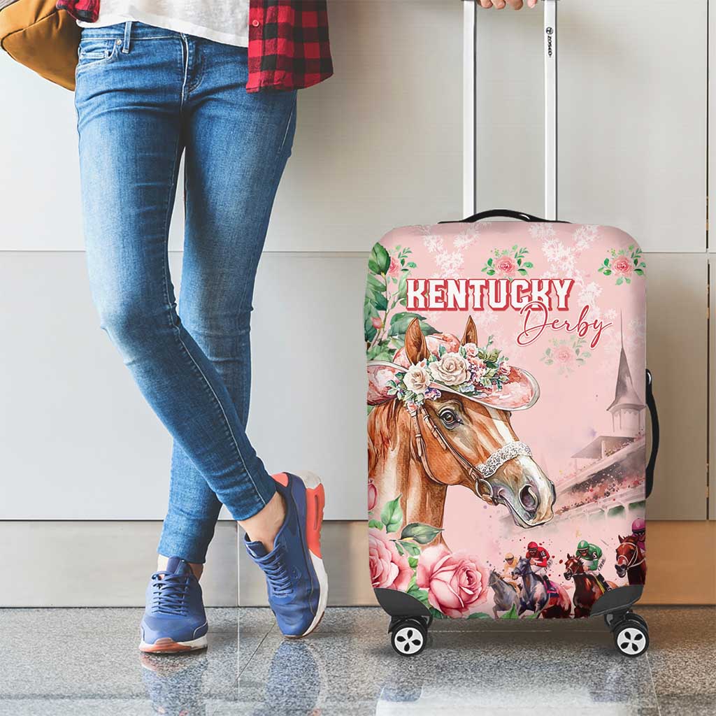 Kentucky Horse Racing Luggage Cover Rose Diamond Pattern Pink