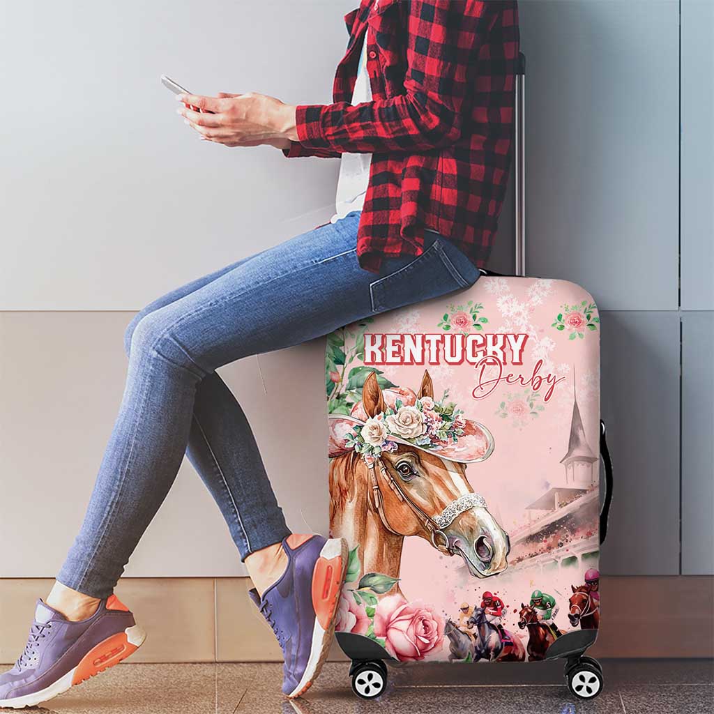 Kentucky Horse Racing Luggage Cover Rose Diamond Pattern Pink