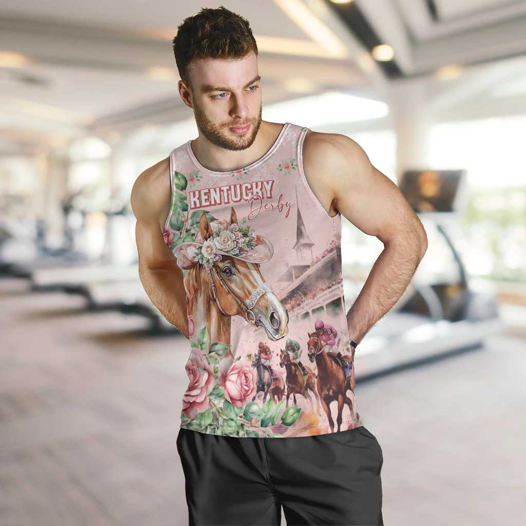 Personalized Kentucky Horse Racing Men Tank Top Rose Diamond Pattern Pink