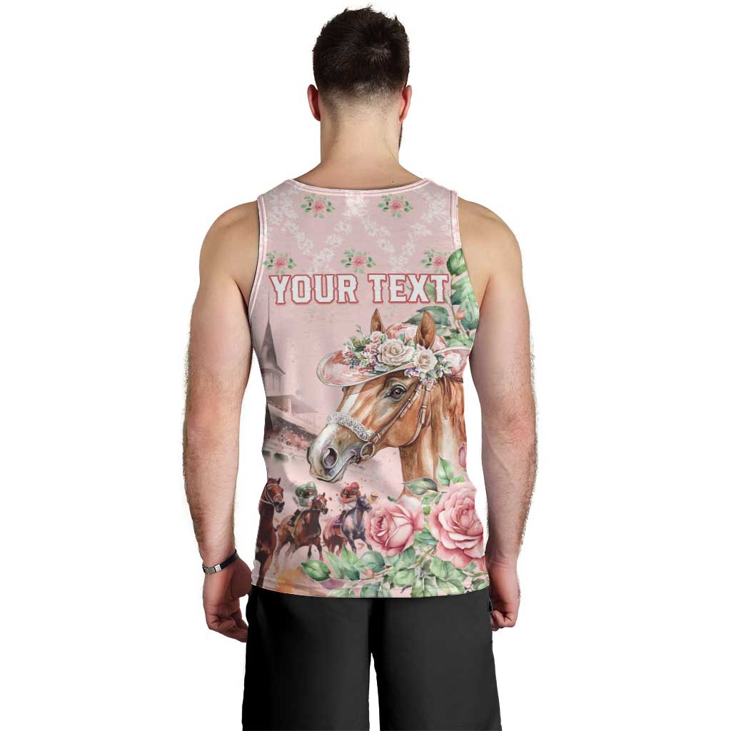 Personalized Kentucky Horse Racing Men Tank Top Rose Diamond Pattern Pink