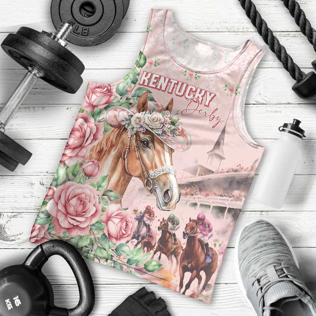 Personalized Kentucky Horse Racing Men Tank Top Rose Diamond Pattern Pink
