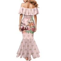 Personalized Kentucky Horse Racing Mermaid Dress Rose Diamond Pattern Pink