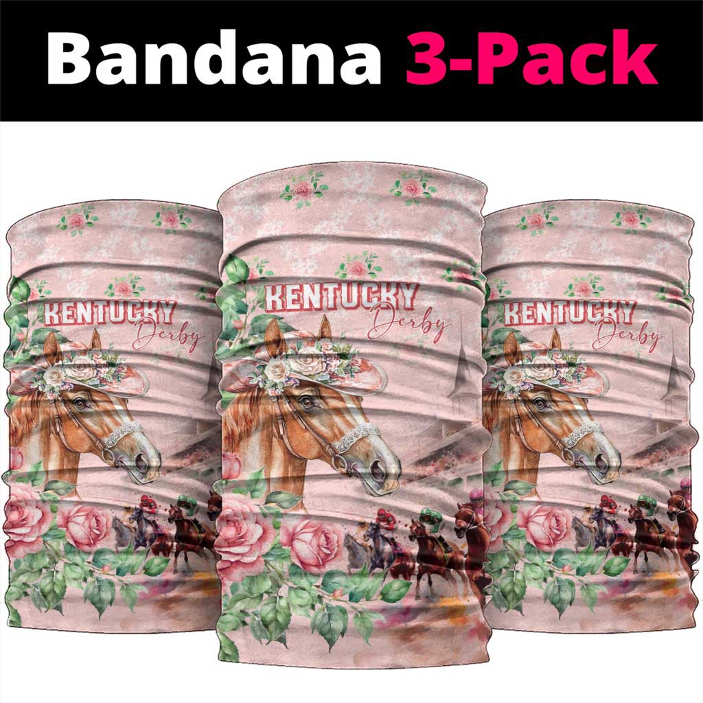 Kentucky Horse Racing Neck Gaiter Rose Diamond Pattern Pink