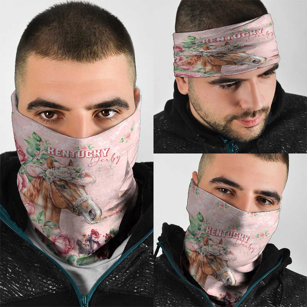 Kentucky Horse Racing Neck Gaiter Rose Diamond Pattern Pink