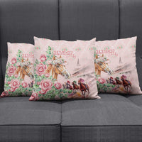 Kentucky Horse Racing Pillow Cover Rose Diamond Pattern Pink