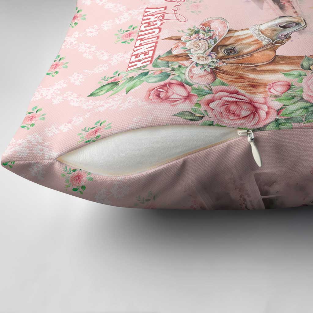 Kentucky Horse Racing Pillow Cover Rose Diamond Pattern Pink