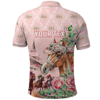 Personalized Kentucky Horse Racing Polo Shirt Rose Diamond Pattern Pink