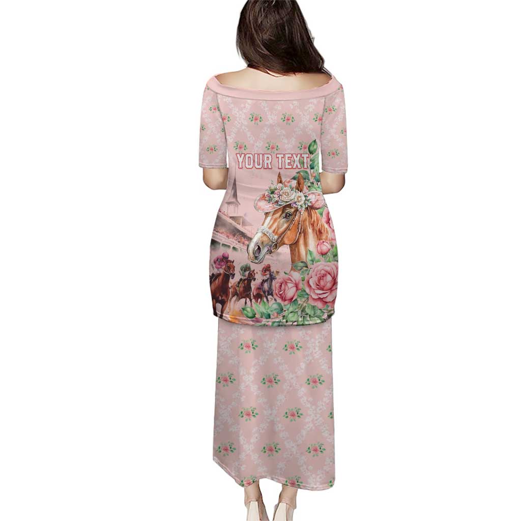 Personalized Kentucky Horse Racing Puletasi Rose Diamond Pattern Pink