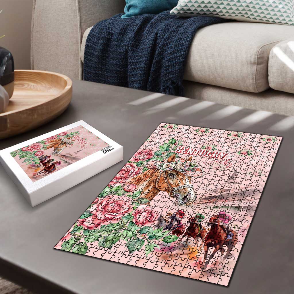 Kentucky Horse Racing Puzzle Rose Diamond Pattern Pink