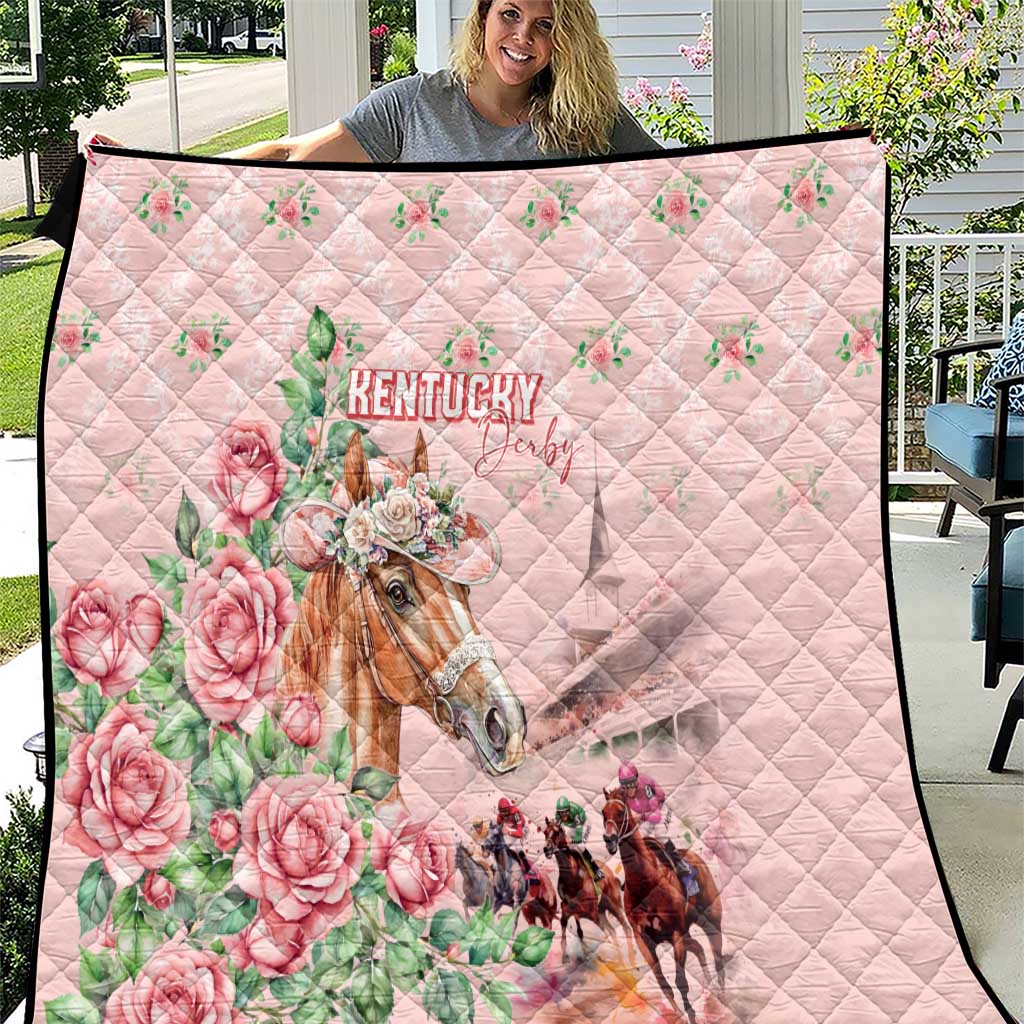 Kentucky Horse Racing Quilt Rose Diamond Pattern Pink