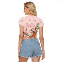 Personalized Kentucky Horse Racing Raglan Cropped T Shirt Rose Diamond Pattern Pink