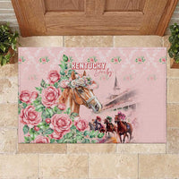 Kentucky Horse Racing Rubber Doormat Rose Diamond Pattern Pink