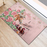 Kentucky Horse Racing Rubber Doormat Rose Diamond Pattern Pink