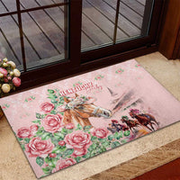 Kentucky Horse Racing Rubber Doormat Rose Diamond Pattern Pink