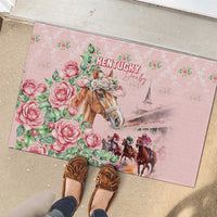 Kentucky Horse Racing Rubber Doormat Rose Diamond Pattern Pink