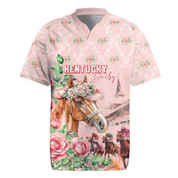 Personalized Kentucky Horse Racing Rugby Jersey Rose Diamond Pattern Pink