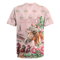 Personalized Kentucky Horse Racing Rugby Jersey Rose Diamond Pattern Pink