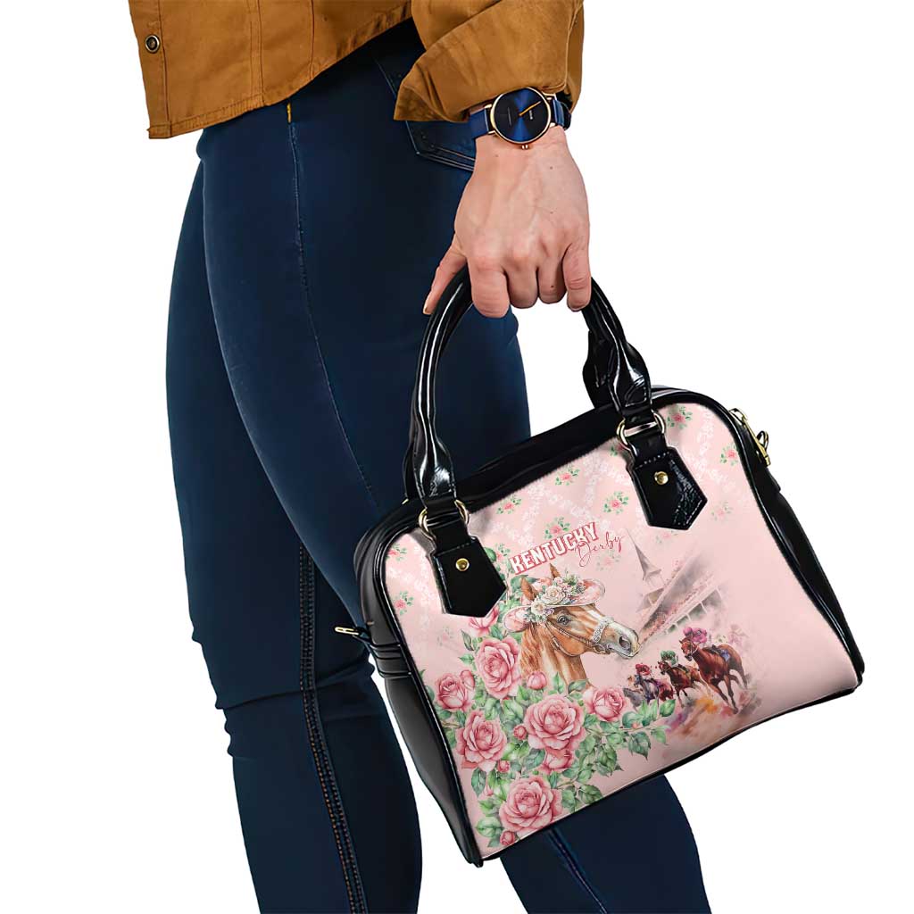 Kentucky Horse Racing Shoulder Handbag Rose Diamond Pattern Pink