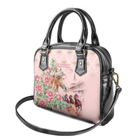 Kentucky Horse Racing Shoulder Handbag Rose Diamond Pattern Pink