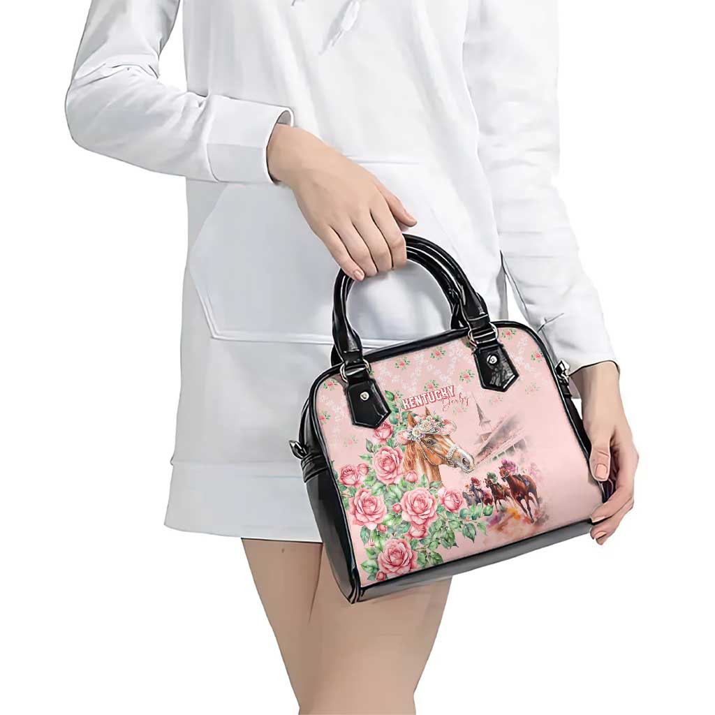Kentucky Horse Racing Shoulder Handbag Rose Diamond Pattern Pink