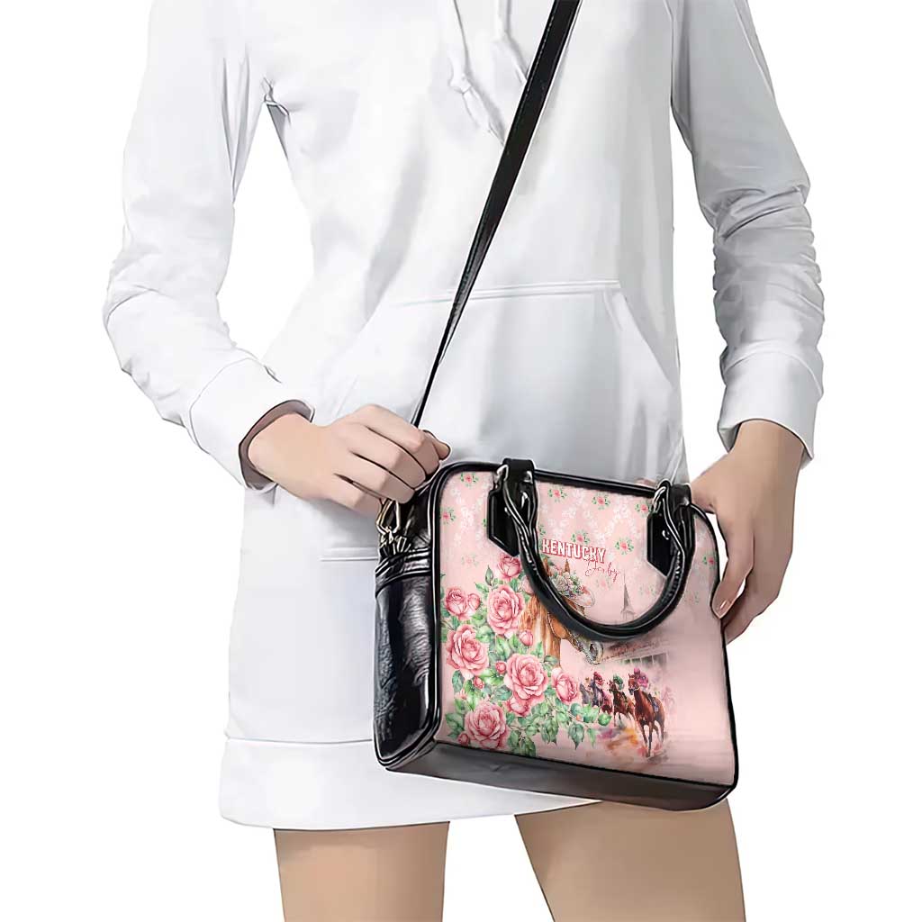 Kentucky Horse Racing Shoulder Handbag Rose Diamond Pattern Pink