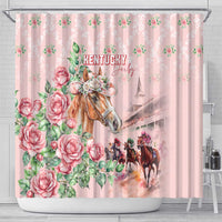 Kentucky Horse Racing Shower Curtain Rose Diamond Pattern Pink
