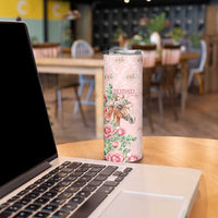 Personalized Kentucky Horse Racing Skinny Tumbler Rose Diamond Pattern Pink