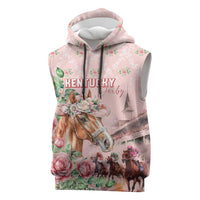 Personalized Kentucky Horse Racing Sleeveless Hoodie Rose Diamond Pattern Pink