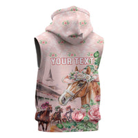 Personalized Kentucky Horse Racing Sleeveless Hoodie Rose Diamond Pattern Pink