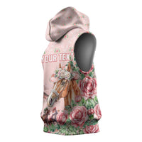 Personalized Kentucky Horse Racing Sleeveless Hoodie Rose Diamond Pattern Pink