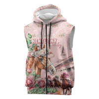 Personalized Kentucky Horse Racing Sleeveless Zip Hoodie Rose Diamond Pattern Pink