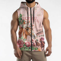Personalized Kentucky Horse Racing Sleeveless Zip Hoodie Rose Diamond Pattern Pink