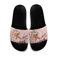 Kentucky Horse Racing Slide Sandals Rose Diamond Pattern Pink