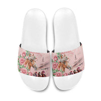 Kentucky Horse Racing Slide Sandals Rose Diamond Pattern Pink