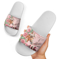 Kentucky Horse Racing Slide Sandals Rose Diamond Pattern Pink